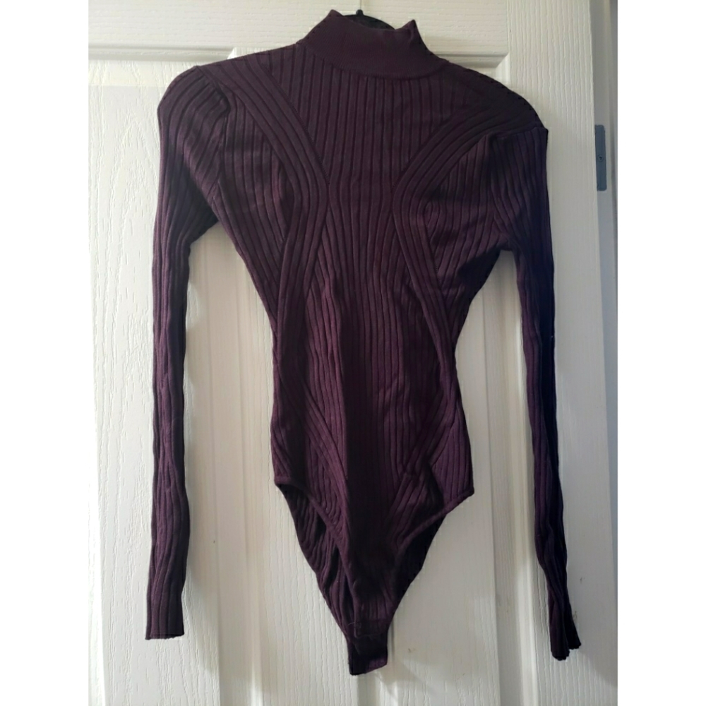 Burgundy Sweater Long Sleeve Bodysuit